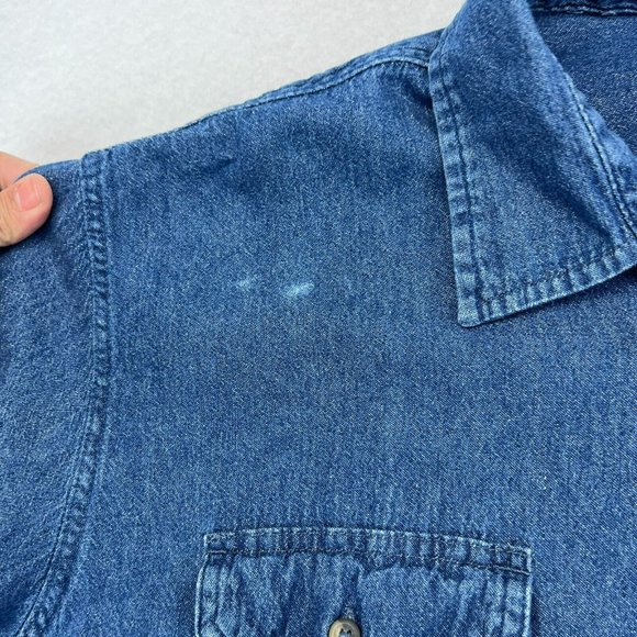 Wrangler Denim Shirt 2XLT Men's Button Up Western Shirt Long Sleeve Medium Wash - Picture 4 of 12